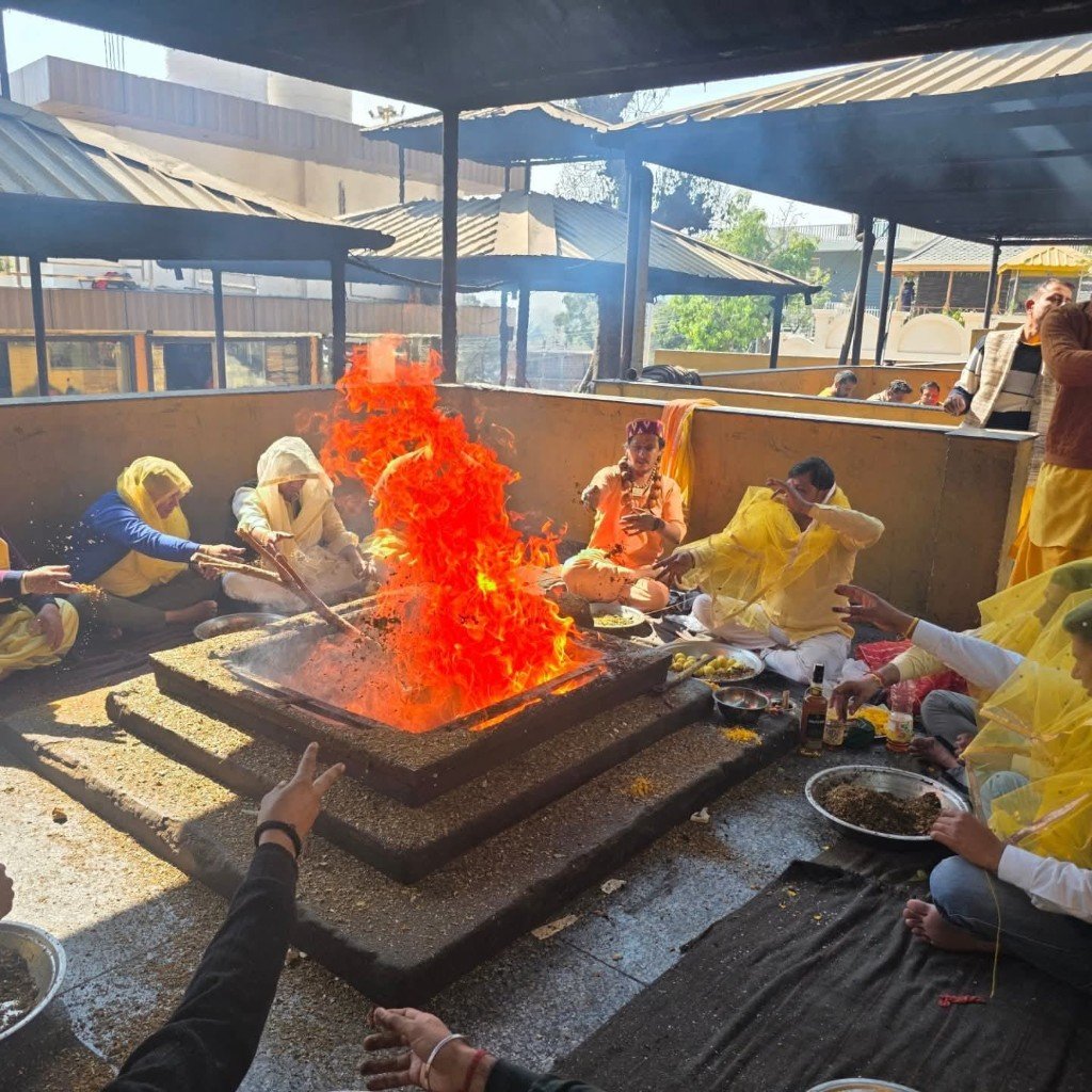 Sacred havan at the gaushala